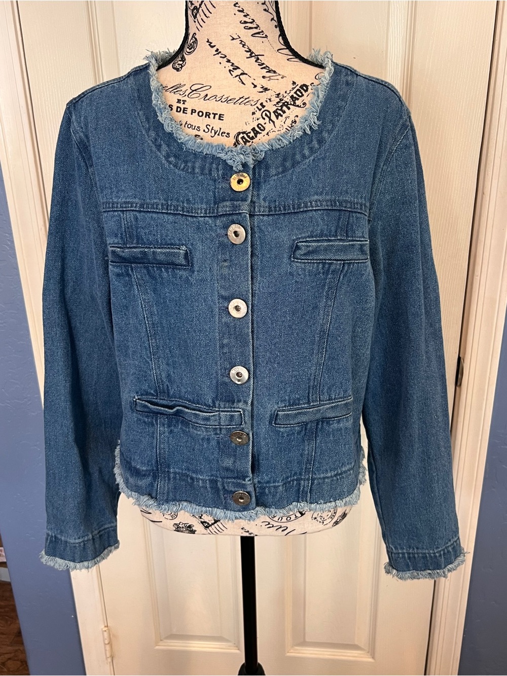 Denim Button-Front Jacket - Blue